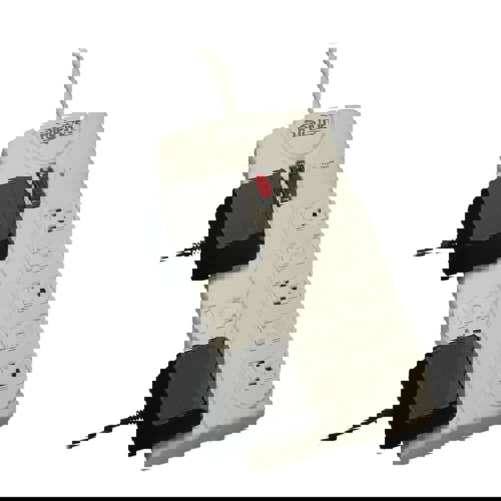 Protect It! Surge Protector, 8 AC Outlets, 8 ft Cord, 1,440 J, Light Gray